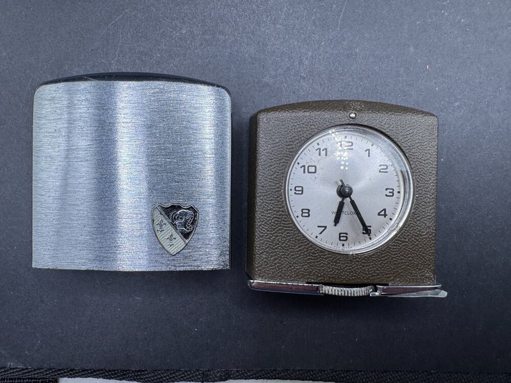 Vintage Westclox Folding Travel Alarm Clock w/ Metal Case Made in USA Mechanical